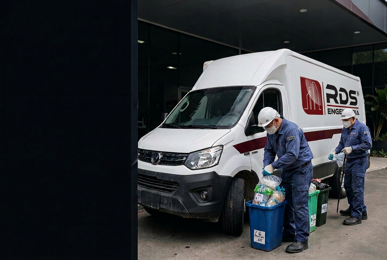 Equipe realizando coleta organizada de resíduos